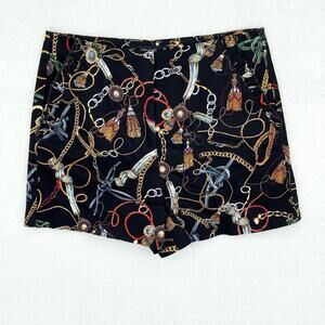 ZARA Shorts Women Size Medium High Waisted Nautical Tailored Beach Front Pocket